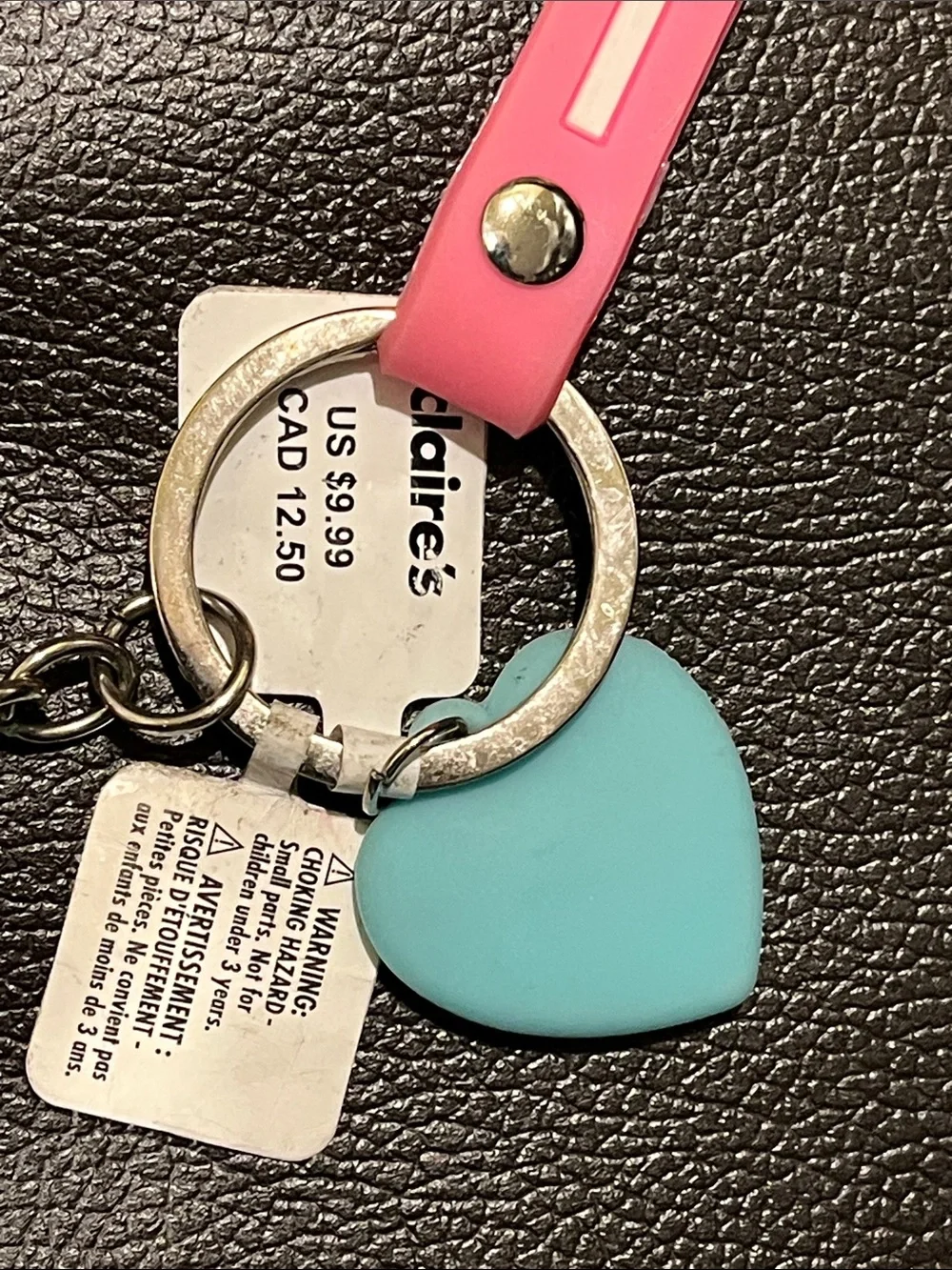 Claire's Pink Unicorn 'S' Key & Heart Charm Keychain and bag charm NWT